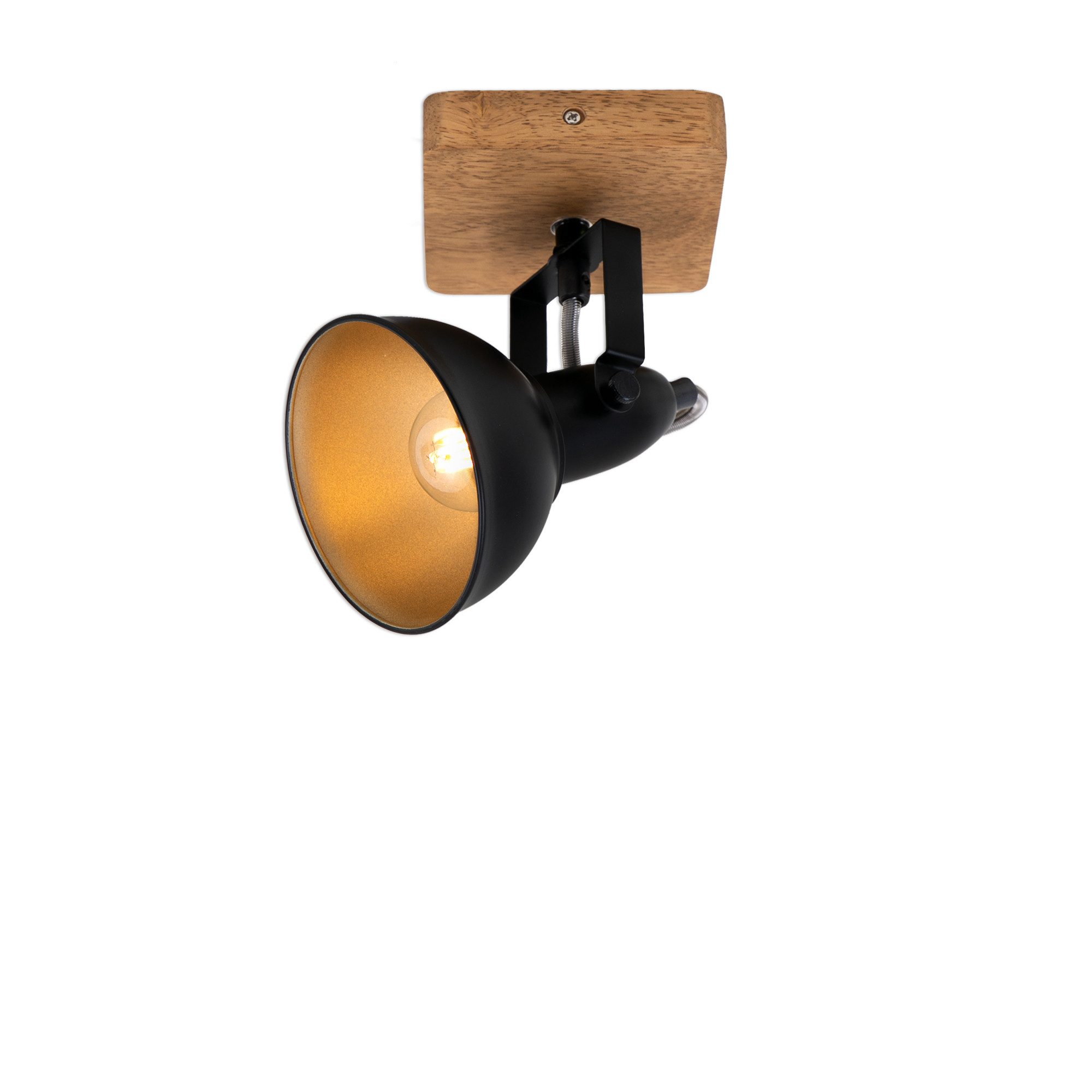 Briloner Leuchten Wandleuchte Wandleuchte Extra-Warmweiß Innen Flur Wohnzimmer, ohne Leuchtmittel, 2700K - Extra - Warmweiß, Wandlampe, 11x11x15,7cm, Schwarz-Gold, max.25W, E14, Innen, Flur