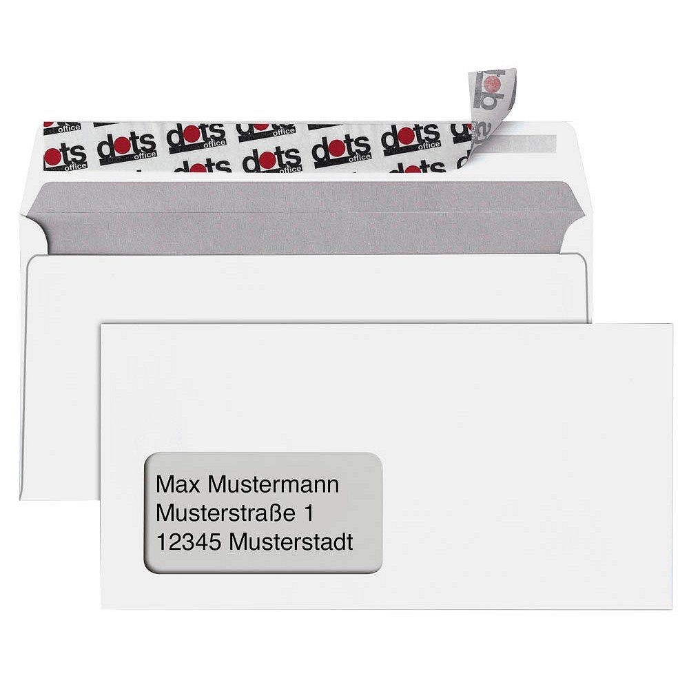 NO NAME Briefumschlag 250 Briefumschläge DIN lang mit Fenster Haftverschluss weiß, Papiergewicht: 80g/qm; Haftverschluss; Mit Fenster