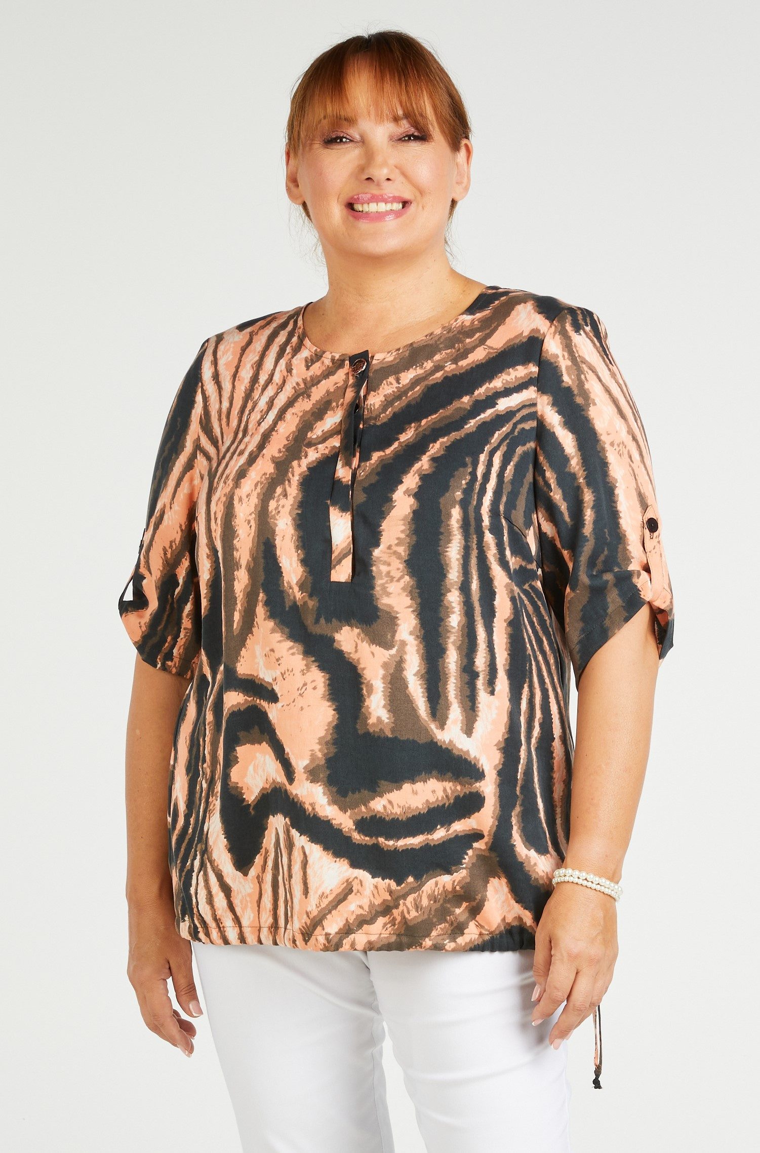 Mona Lisa Tunika Große Größen mit Tunnelzug am Saum, Riegel am Ärmel günstig online kaufen