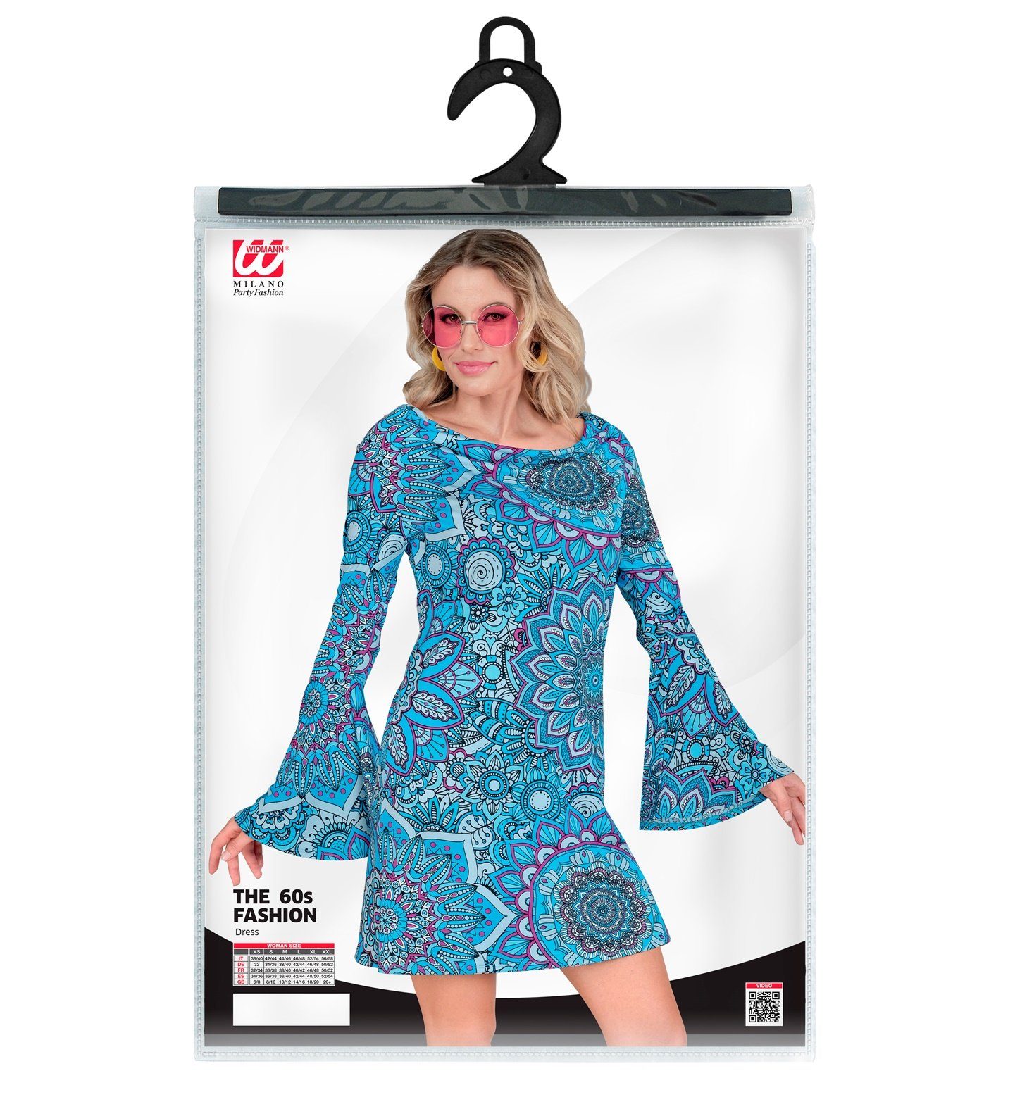 Widmann S.r.l. Kostüm Retro Damen Kleid 'Mandala', Blau - Kostüm 60er 7