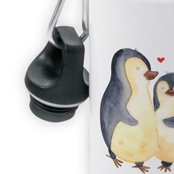 Mr. & Mrs. Panda Trinkflasche Pinguin umarmen - Weiß - Geschenk, Flasche, Hochzeitsgeschenk, Mädche, Leicht zu öffnen