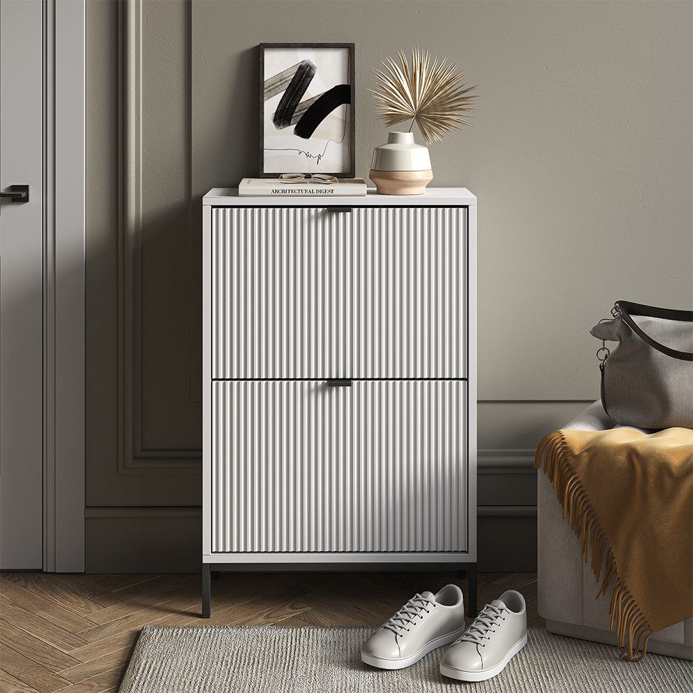 Vicco Schuhkipper Eliza, Weiß, 60 x 92 cm mit 2 Klappschubladen günstig online kaufen