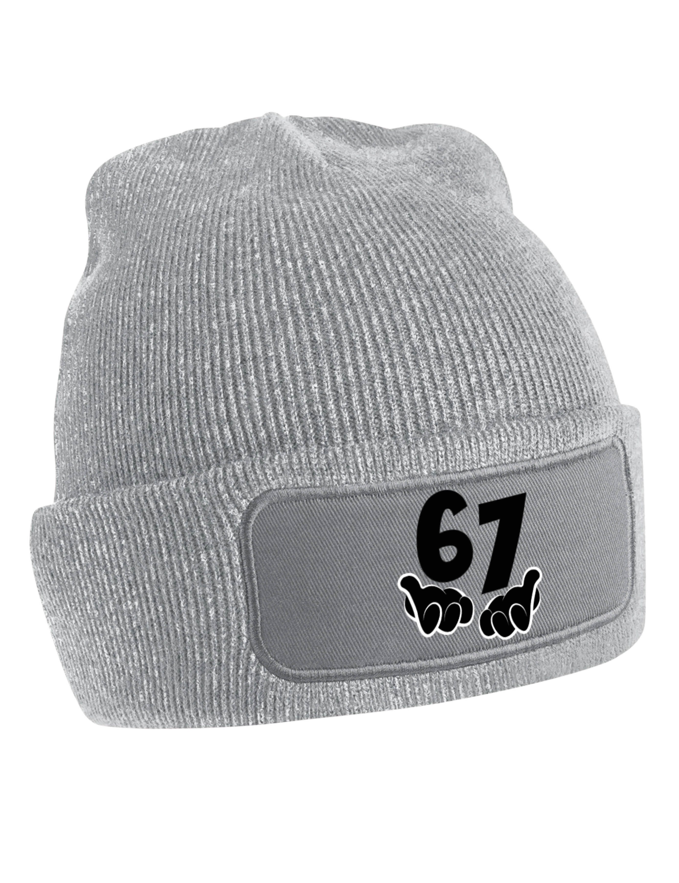 Youth Designz Beanie Unisex Kinder Beanie Mütze "67" echte Dorfkinder Print Geschenk mit lustigem Aufdruck für Jungen und Mädchen Statement – Bild 2 von 5