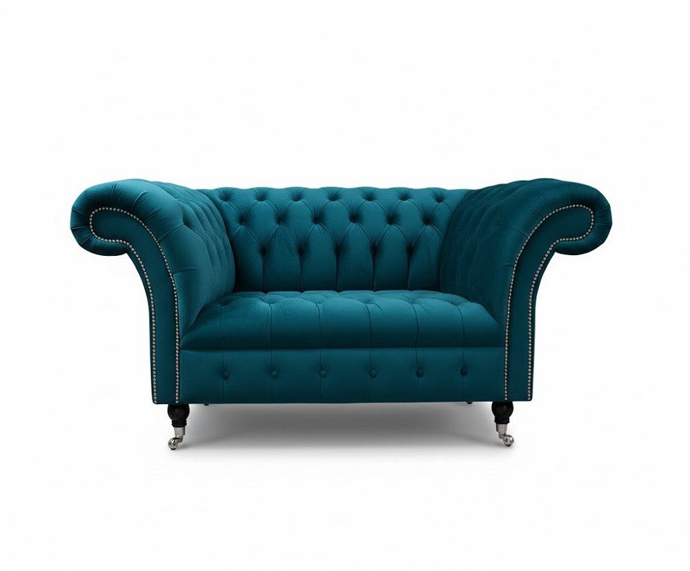 JVmoebel Chesterfield-Sessel Eleganter Polstersessel in Türkis mit klassischer Knopfheftung (1-St), Made in Europa