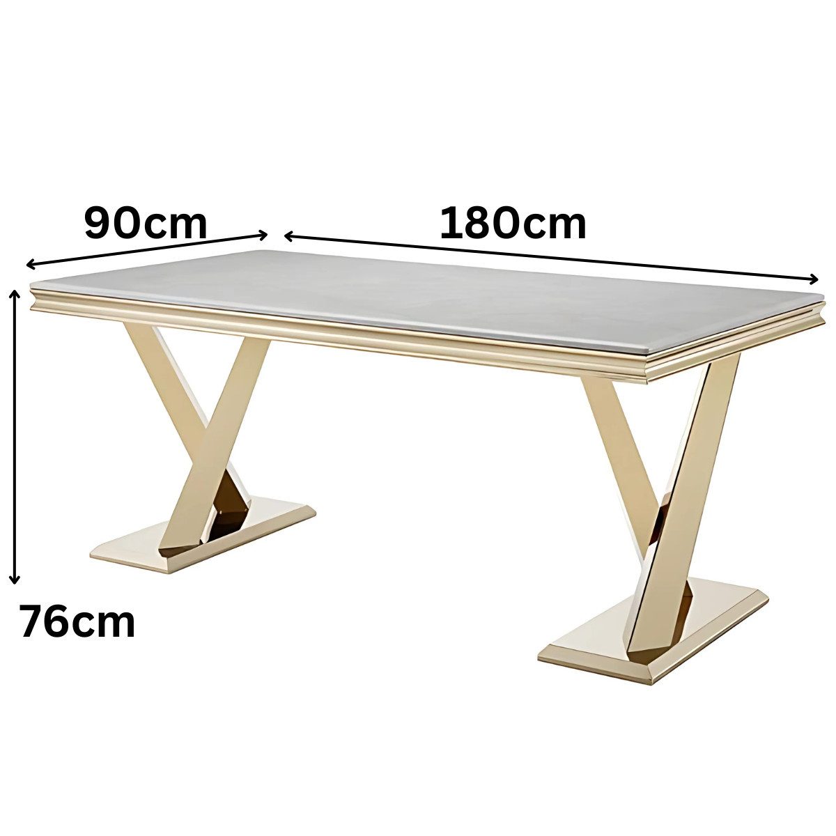 alesvelt Esstisch Ferrara Moderner Esstisch mit Marmor-Optik Edelstahlgestell 180cm (1-Tisch), 180 x 90 x 76 cm 6-8 Personen