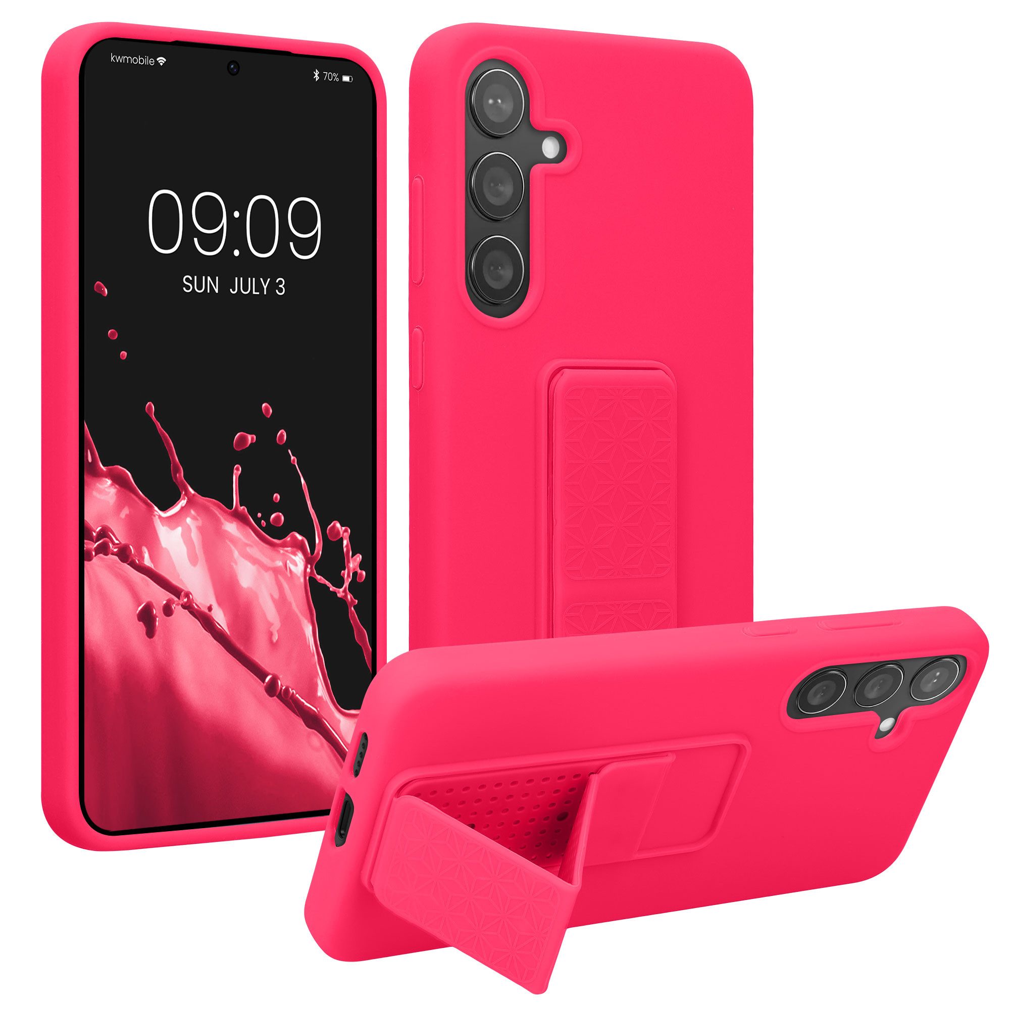 kwmobile Handyhülle kwmobile Handyhülle für Samsung Galaxy S24 Plus, Hülle mit Fingerhalter und Standfunktion - Silikon Case Handy Cover