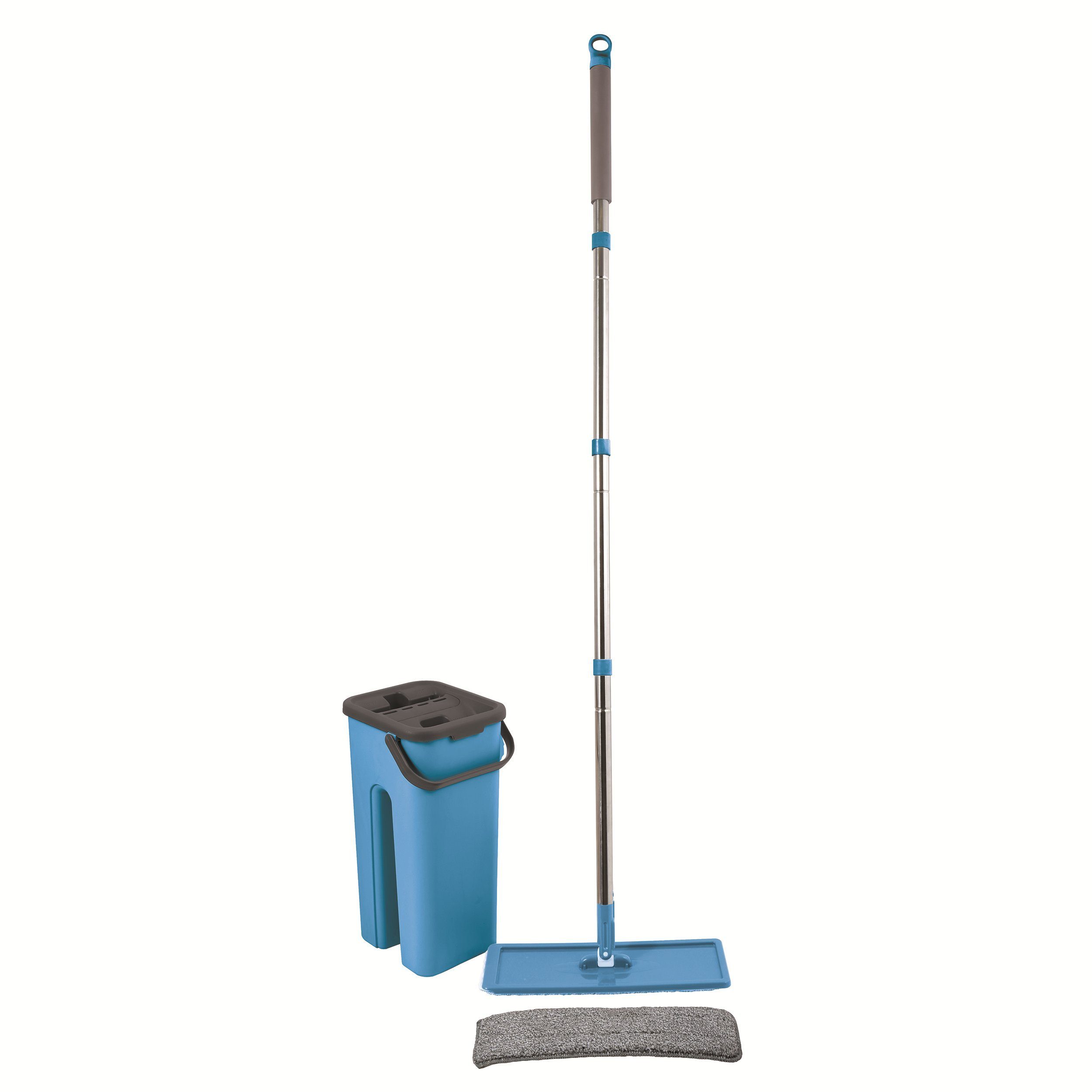 Wischmopp COMPACTO, (Komplett-Set), Touchless Mop Reinigungssystem, 4-teiliges Set: Eimer 4L, Стеклоочистители mit Microfaser Mopp, inkl. 1 extra Ersatzbezug