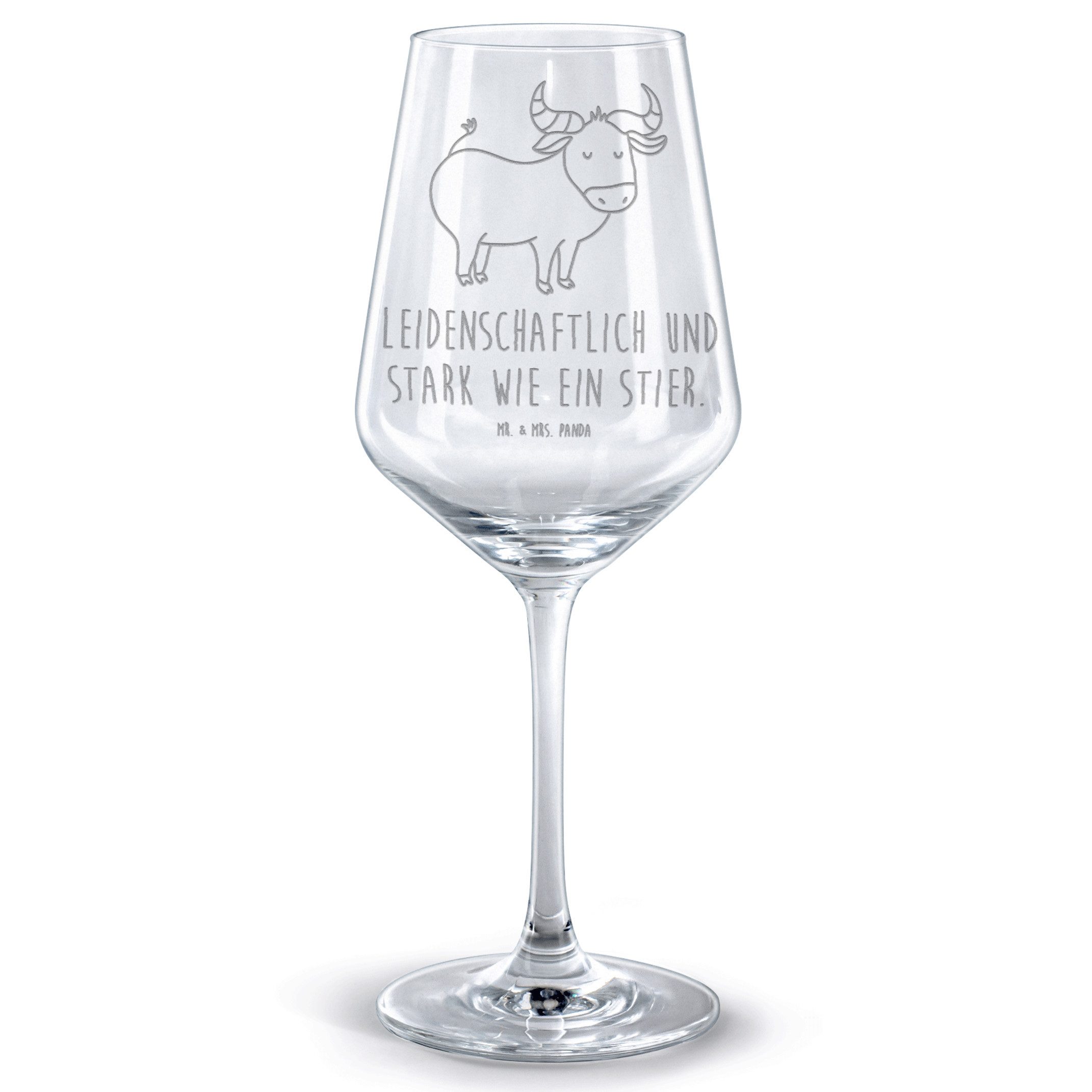 Mr. & Mrs. Panda Rotweinglas Sternzeichen Stier, Weinglas, Transparent, glas für rotwein, Stier, w, Premium Glas, Geburtstag Mai Stier Geschenk Sternzeichen