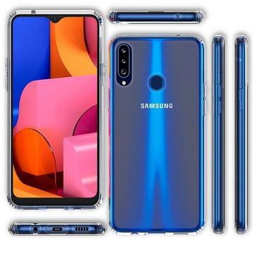 Nalia Smartphone-Hülle Samsung Galaxy A20s, Klare Hybrid Hülle / Harte Rückseite / Kratzfest / Super Transparent