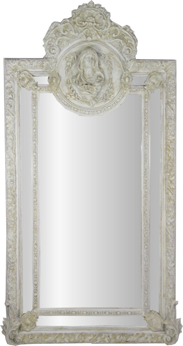 Antik Antik Barock Grau-Weiss Barock Herrschaftlicher Barockspiegel - Motiv Casa Stil Spiegel Möbel Padrino Stil Maria