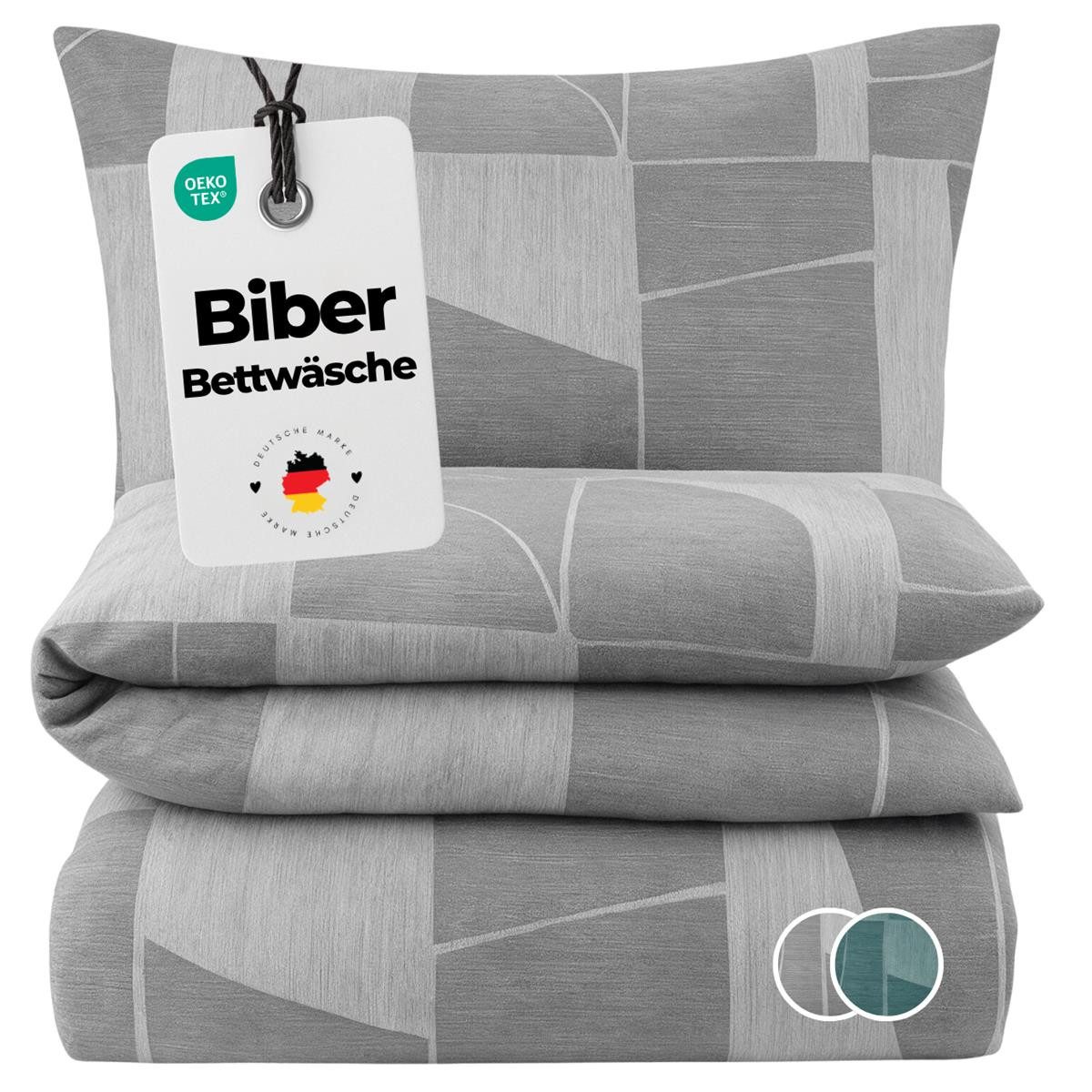 Carpe Sonno Bettwäsche Biber Warme Bettwäsche Winter Kuschelig Flanell Muster 135 x 200, Biber, 2 teilig, Kuschelige Winterbettwäsche - Baumwolle - Reißverschluss - 135x200 cm
