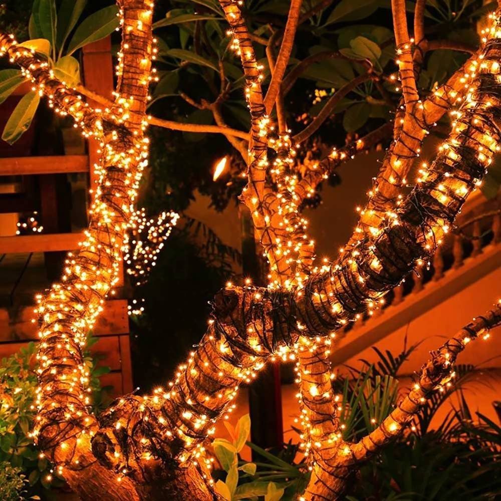 Sunicol LED-Lichterkette 10/20/50/100M, wasserdicht, 8 Funktionen, Lichtsensorsteuerung, für Haus Garten Party Weihnachten Deko