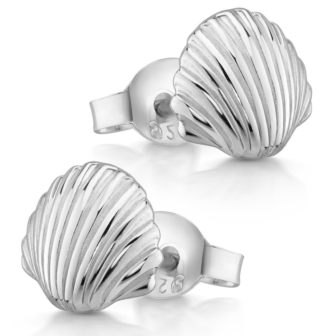 Materia Paar Ohrstecker Ohrringe Silber Muschel / Herzmuschel SO-415, aus  925 Sterling Silber