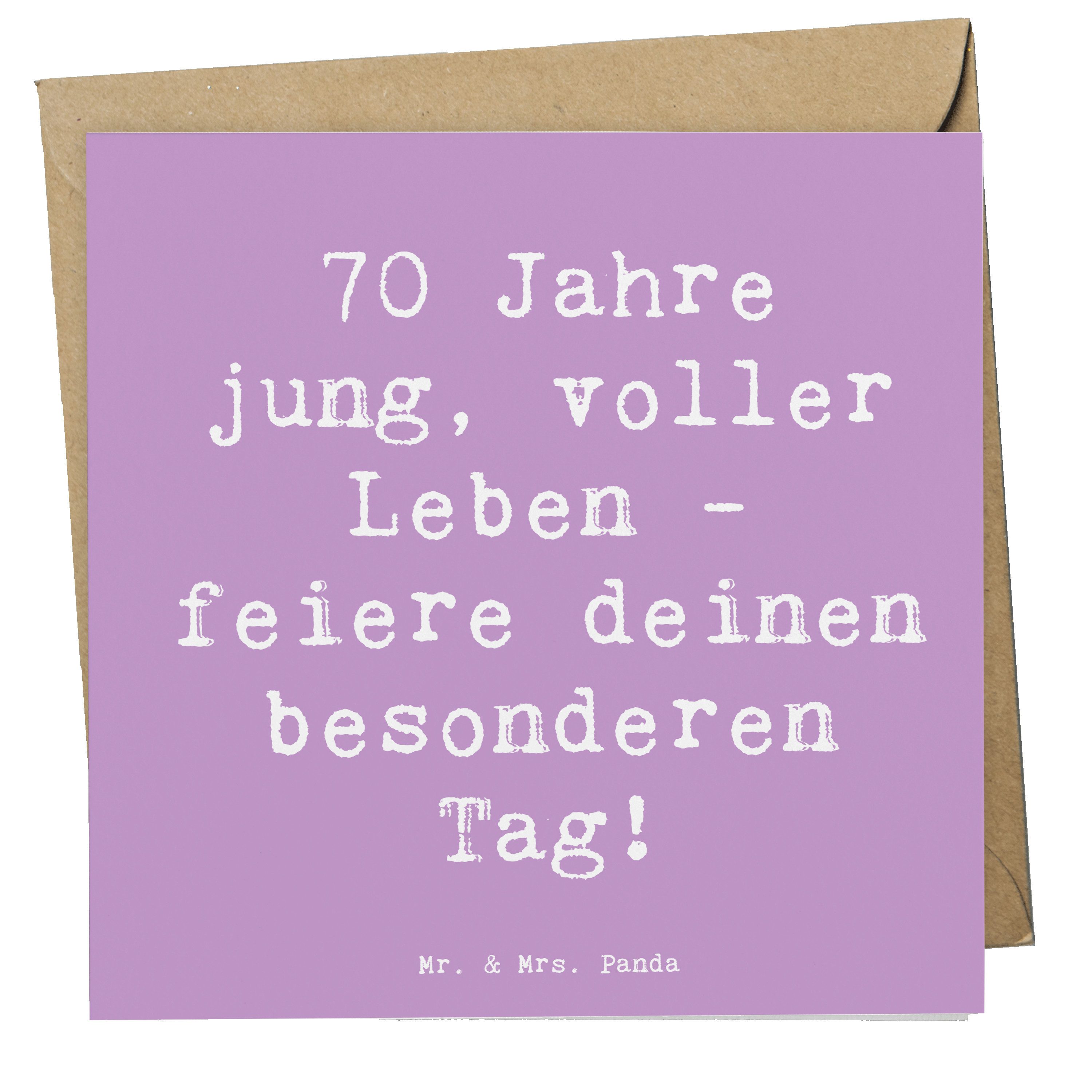 Mr. & Mrs. Panda Grußkarte Spruch 70. Geburtstag Feier, doppelkarte, Lavendeltraum, doppelkarte, Erinnerungen Meilenstein Happy Birthday