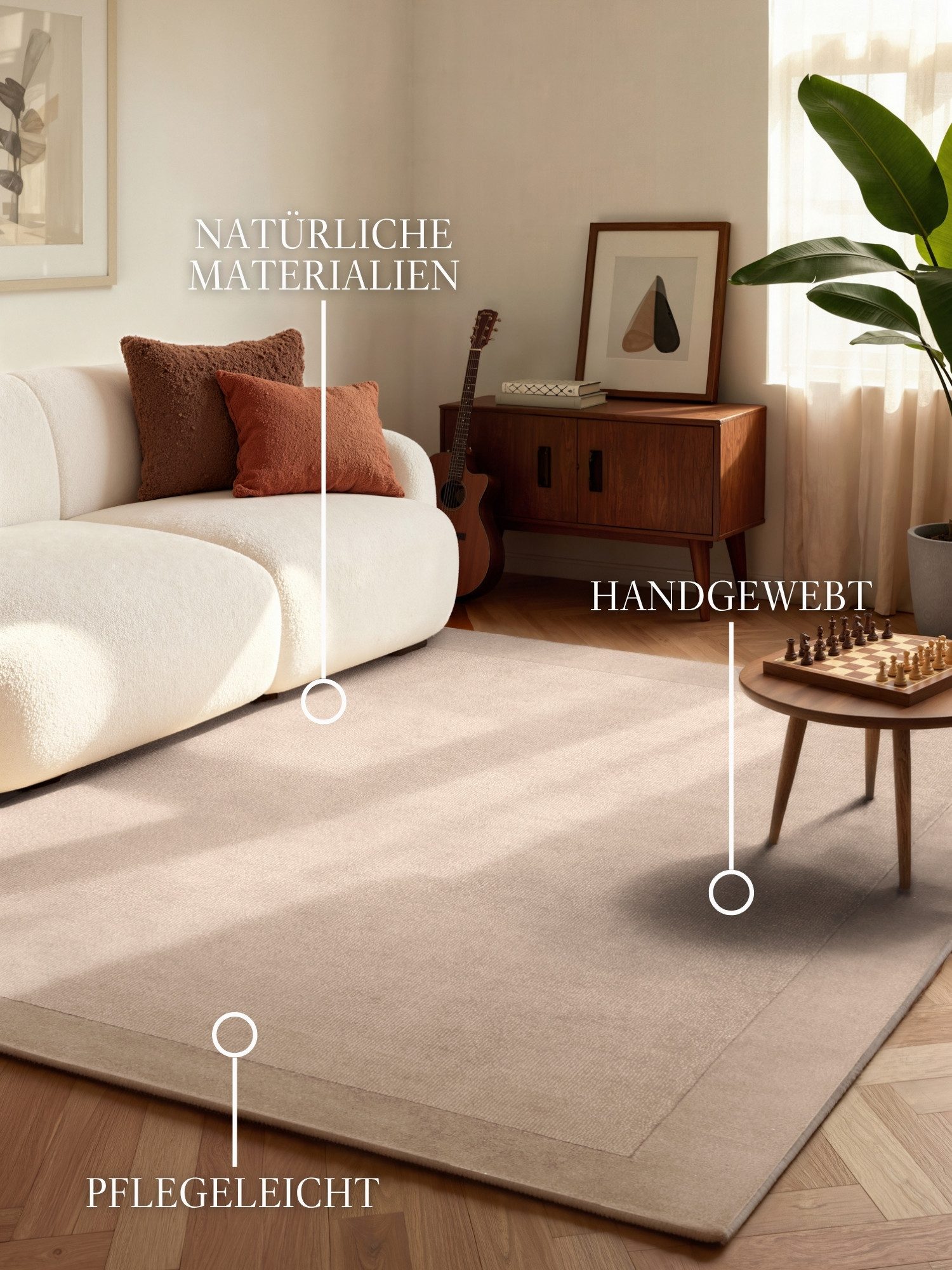 Villeroy & Boch Teppich Wollteppich Kivi, rechteckig, Höhe: 17 mm, Handgewebt, Wolle, Bordüre, Einfarbig, Läufer, Wohnzimmer, Modern