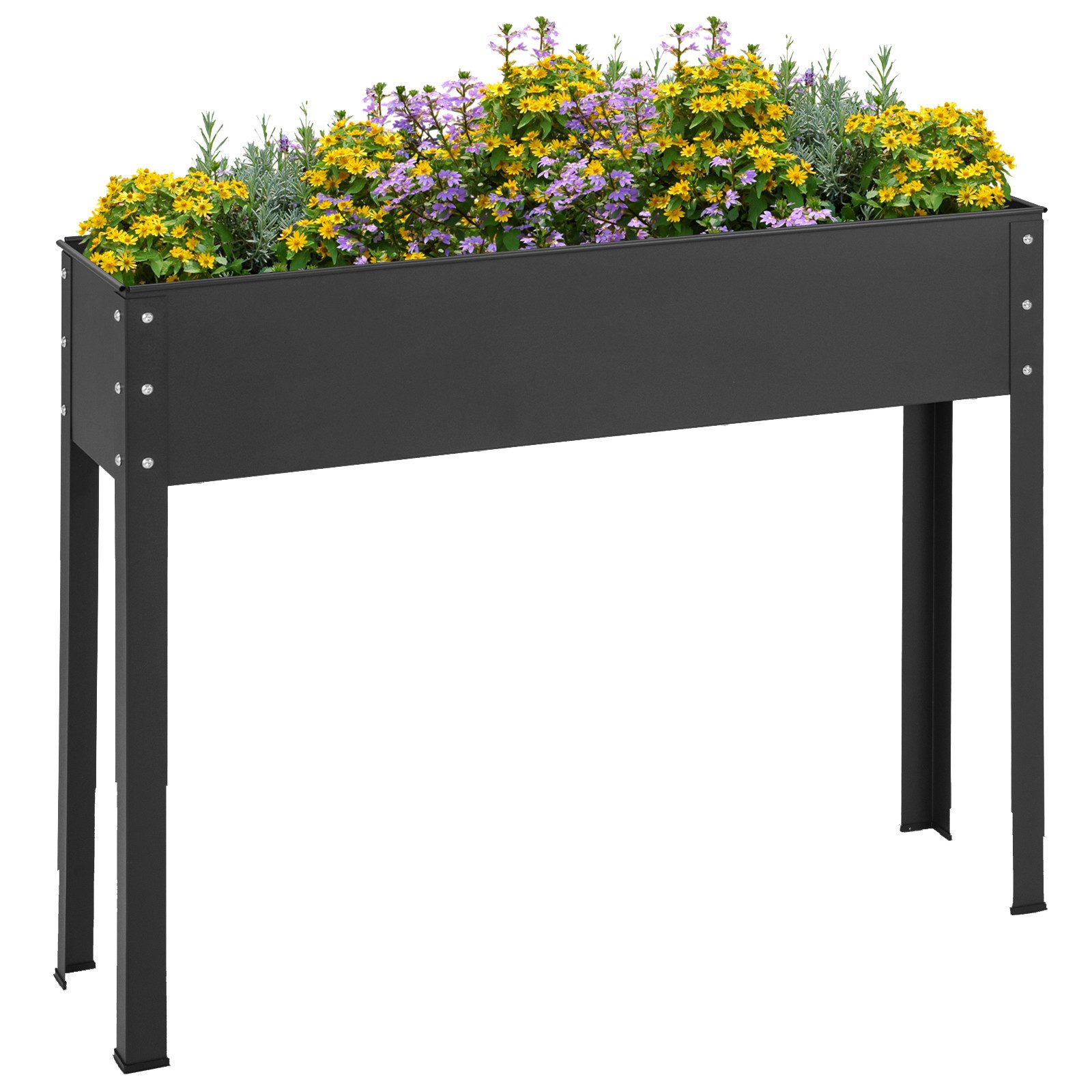 COSTWAY Hochbeet, Metall Pflanzkasten, mit Entwässerungsloch, 102 x 26,5 x 80 cm
