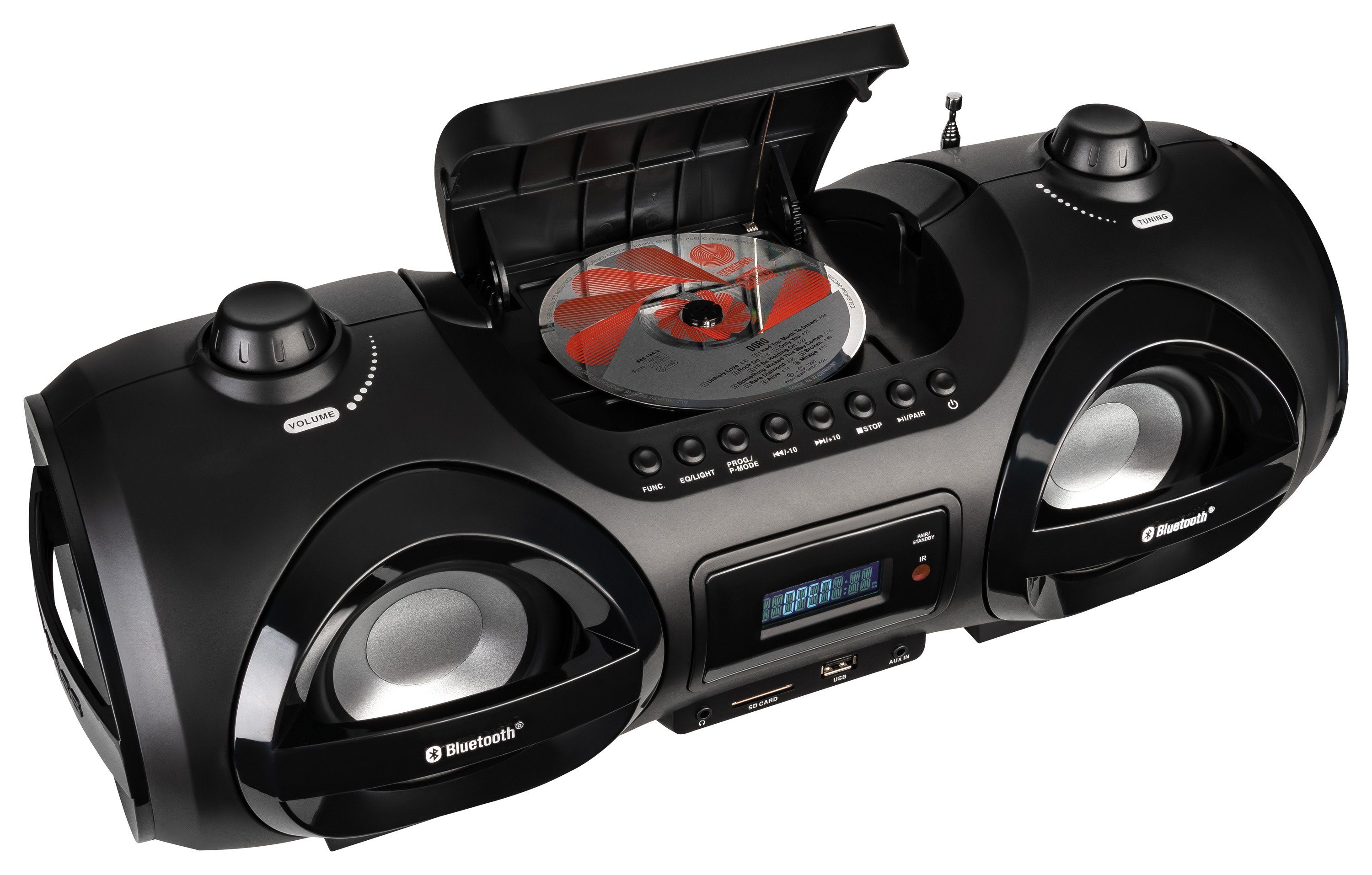 Reflexion CDR900BT Boombox (UKW-Radio, 200 W, Ghettoblaster, LED Discolicht, CD-Player, Equalizer, Bluetooth)