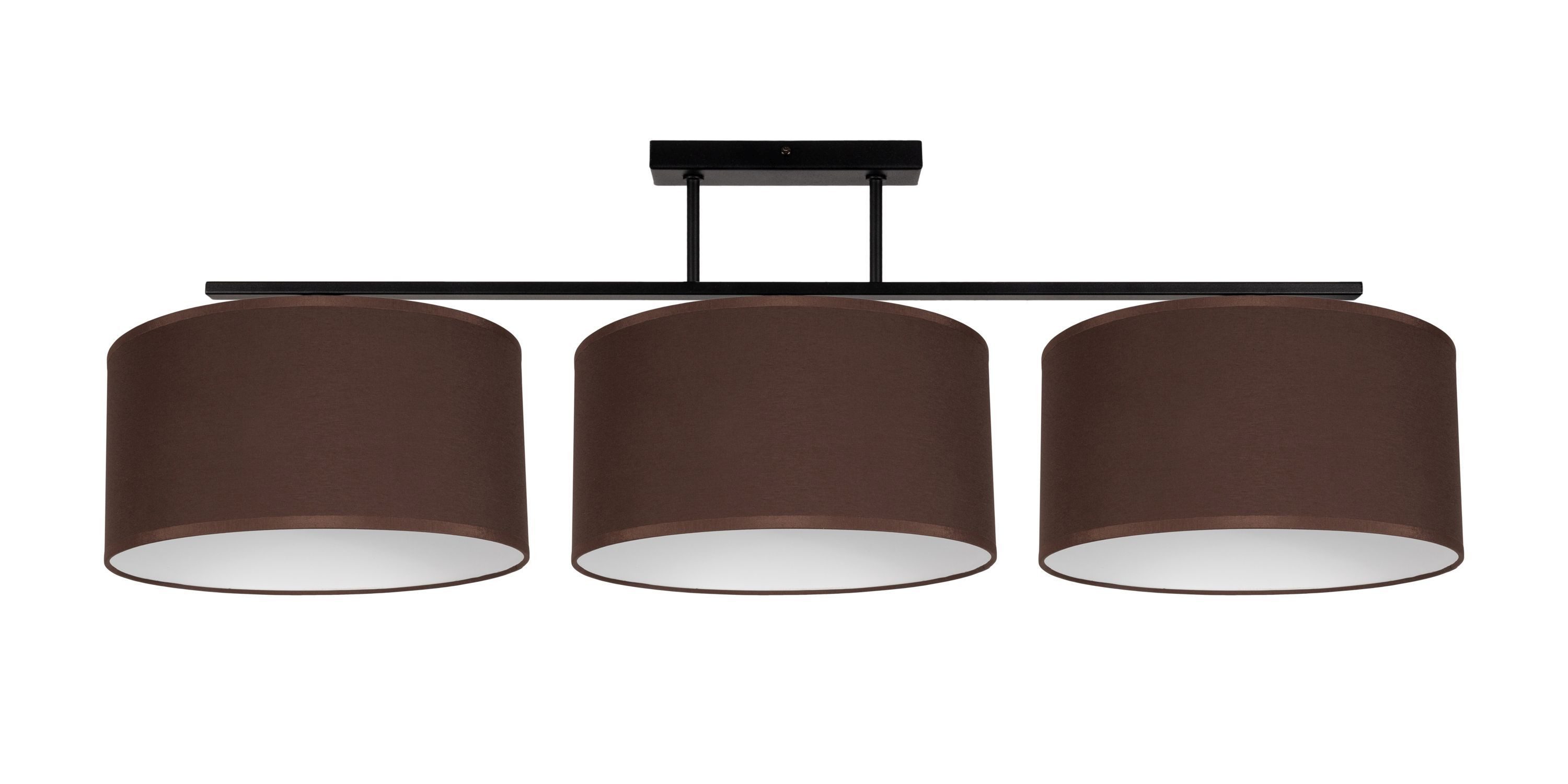 Licht-Erlebnisse Deckenleuchte BIRNO, ohne Leuchtmittel, Metall Stoff E27 Schwarz Braun Weiß 3-flammig länglich Modern