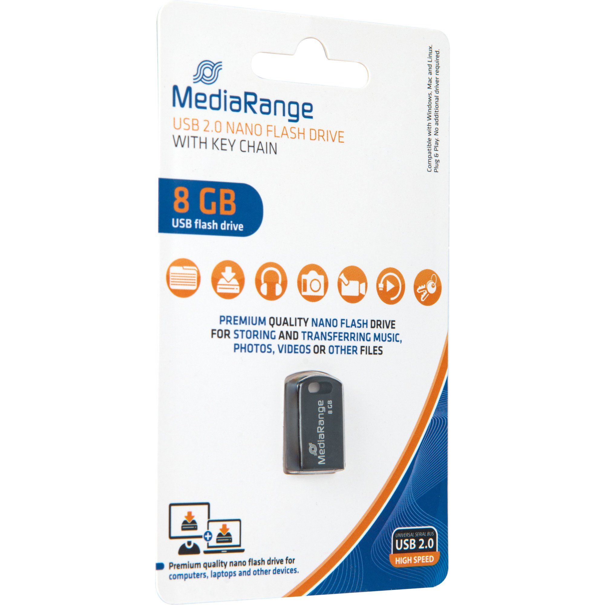 Mediarange MediaRange USB Nano 8 GB, USB-Stick, (USB-A 2.0) USB-Stick