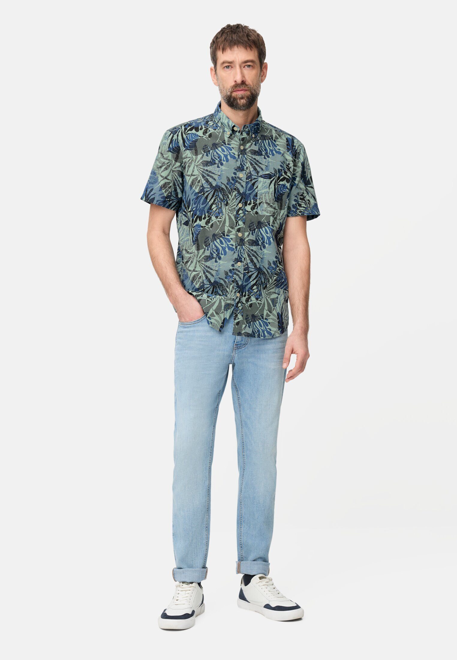 camel active Kurzarmhemd aus reiner Baumwolle Kurzarm Button-Down