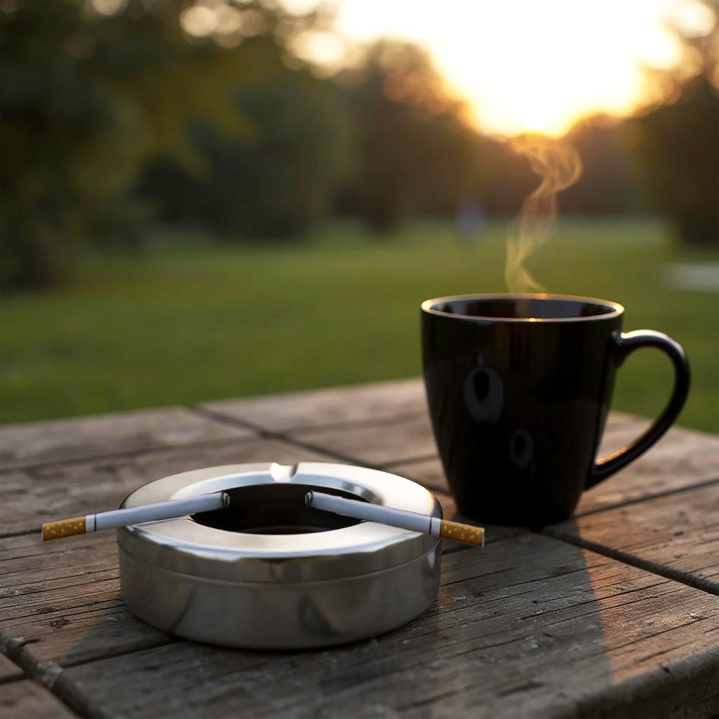 Spetebo Aschenbecher Edelstahl Sturmaschenbecher rund 11 cm mit abnehmbarem Deckel, abnehmbarer Windschutz
