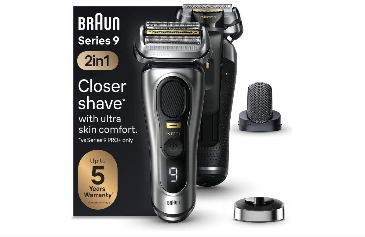 Braun Триммер для бороды 9557s Series 9 Pro Herrenrasierer Elektrisch, Nass- & Trockenrasur, Wasserdicht, 4+1 Scherkopf, 60 Min Laufzeit