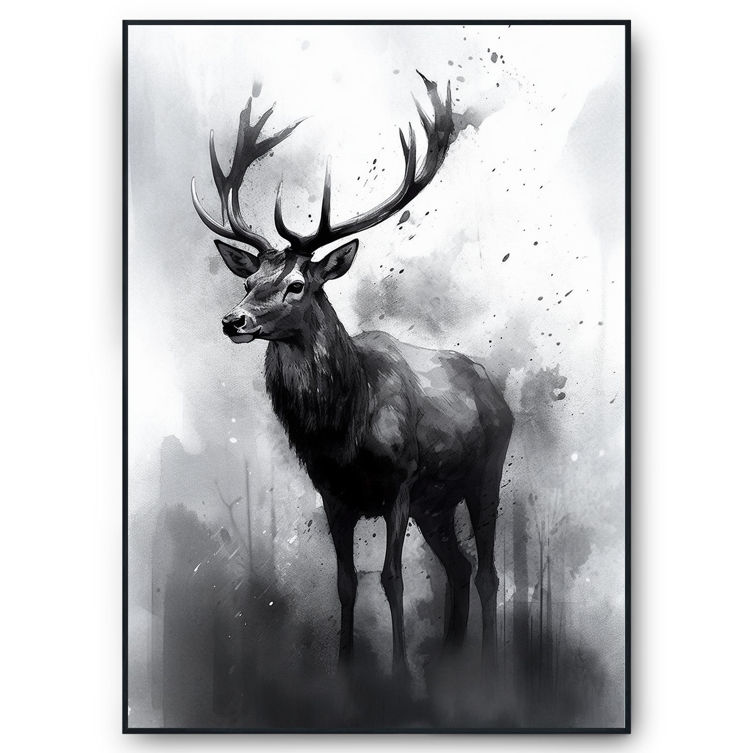 Tigerlino Poster Hirsch Wandposter Wandbild Hirsch Kunstdruck Natur Wanddek günstig online kaufen