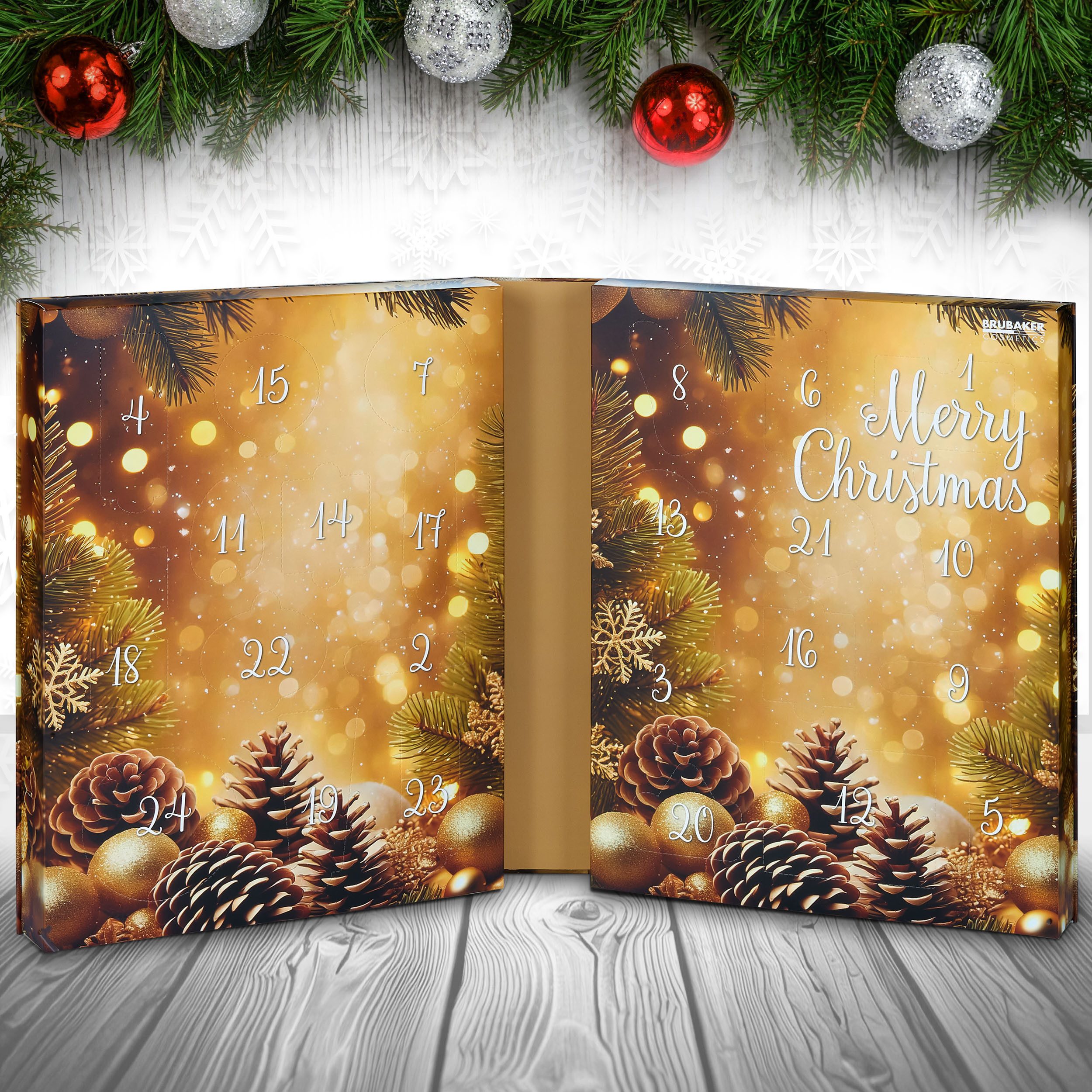 BRUBAKER Kosmetik-Adventskalender Adventskalender 2025 - Weihnachtskalender zum Aufklappen in Buch Form (Großer Wellness Kalender mit Spa & Kosmetik, 1-tlg), 24x Beauty Überraschungen für Frauen und Mädchen
