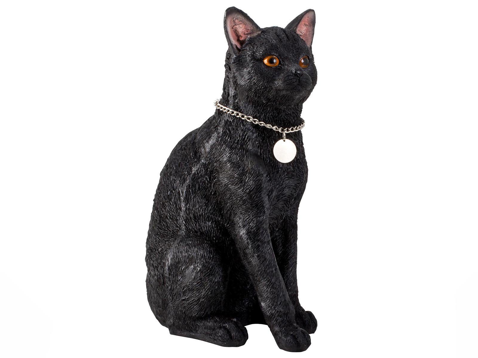 Mel-O-Design Dekofigur Halloween 2395 Katze sitzend schwarz mit Silberkette (1 St)