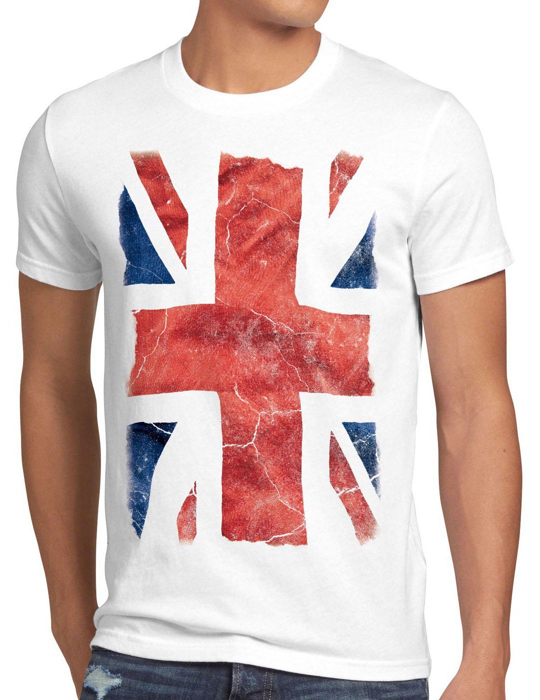 style3 Print-Shirt Herren T-Shirt Union Jack großbritannien england london flagge brexit queen UK weiß