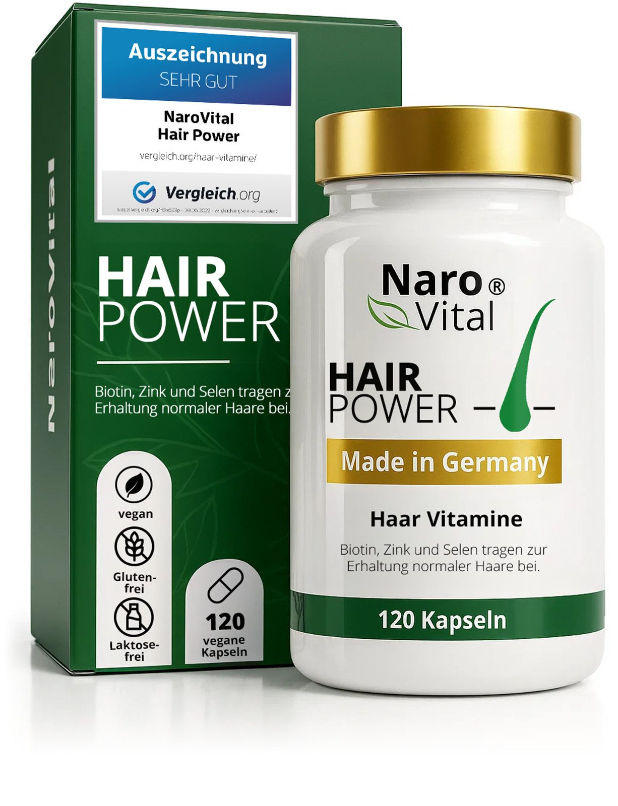 NaroVital Haar Vitamine - Mit Biotin, Zink & Selen für Männer & Frauen - 120 Kapseln, 120 St.