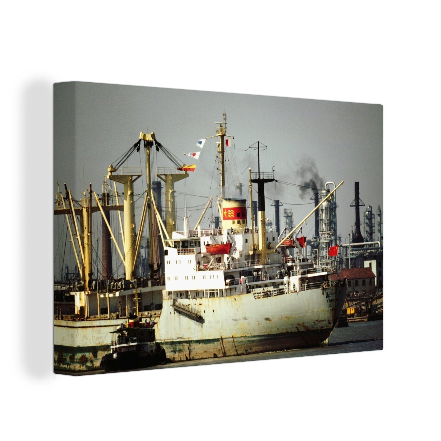 OneMillionCanvasses® Leinwandbild Dampfschiff auf einem chinesischen Fluss, (1 St), Wandbild Leinwandbilder, Aufhängefertig, Wanddeko, 30x20 cm