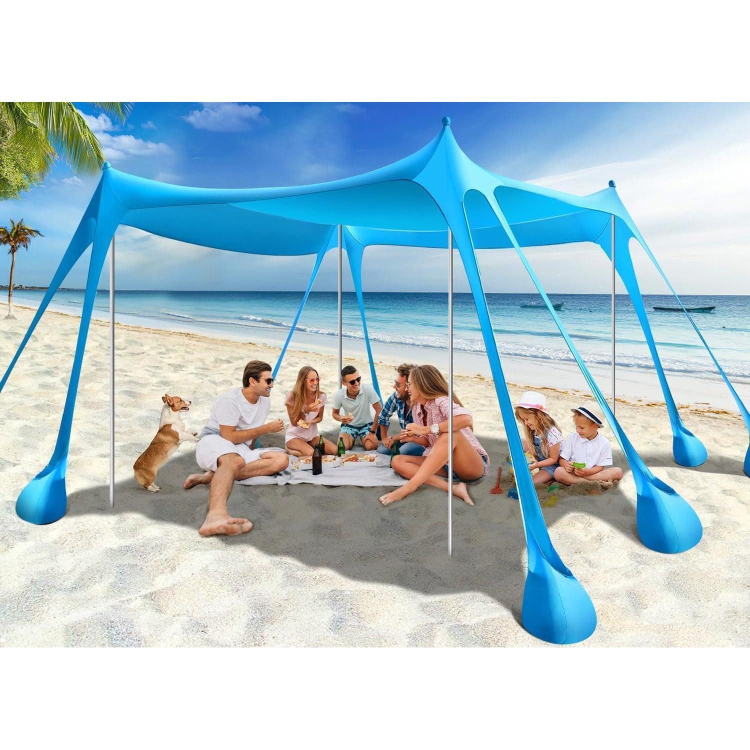 LuxusKollektion Strandmuschel Strandmuschel UPF50+ mit 8 Sandschaufeln und 4 Stangen