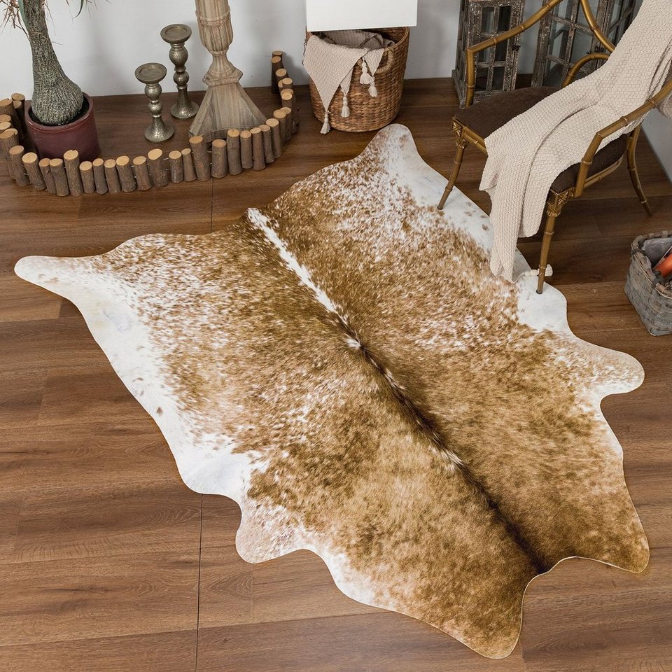 Teppich Cowhide, Taleta, Höhe: 3 mm, kuhfell kunstfell, Schlafzimmer, Wohnzimmer  Teppich, Rindslederteppich, 155 x 190 cm