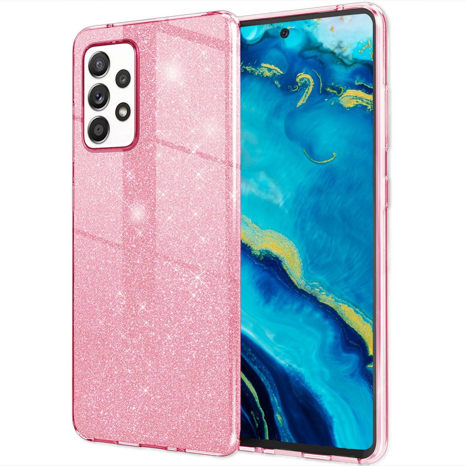 Nalia Smartphone-Hülle Samsung Galaxy A33 16,3 cm (6,4 Zoll), Glitzer Silikon Hülle / Verstärkte Innenseite / Glänzende Schutzhülle