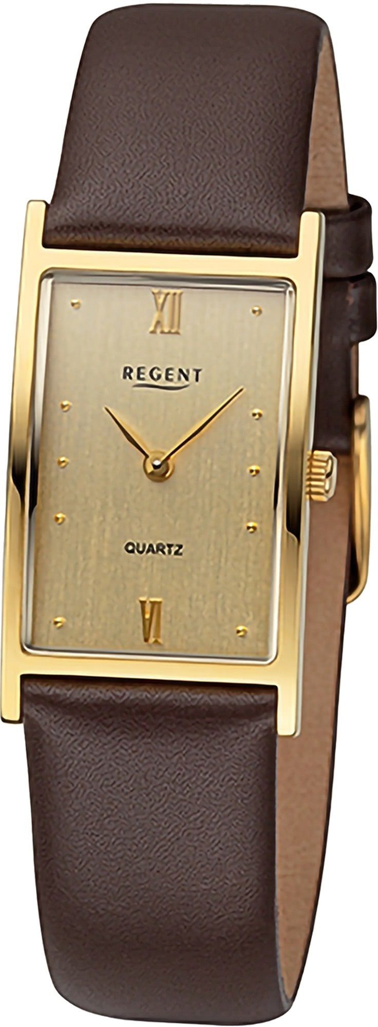 Regent Quarzuhr Regent Damen Armbanduhr Analog, Damen Armbanduhr rund, extra groß (ca. 21x30mm), Lederarmband