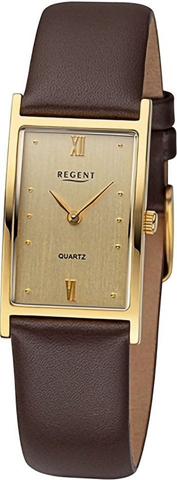 Regent Quarzuhr Regent Damen Armbanduhr Analog, Damen Armbanduhr rund,  extra groß (ca. 21x30mm), Lederarmband, Uhrzeit
