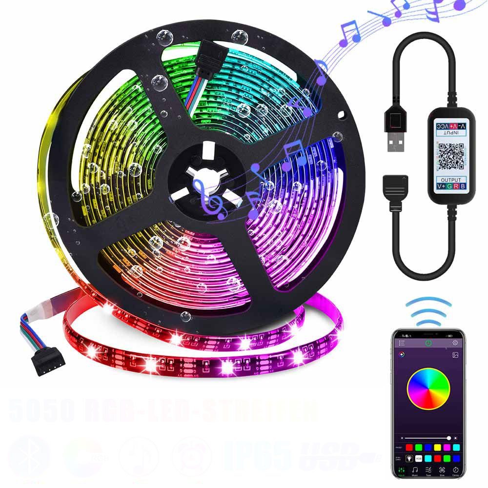 Rosnek LED-Streifen 1m-5m,5050 RGB,Musik Sync,USB App,Party wohnzimmer Deko günstig online kaufen