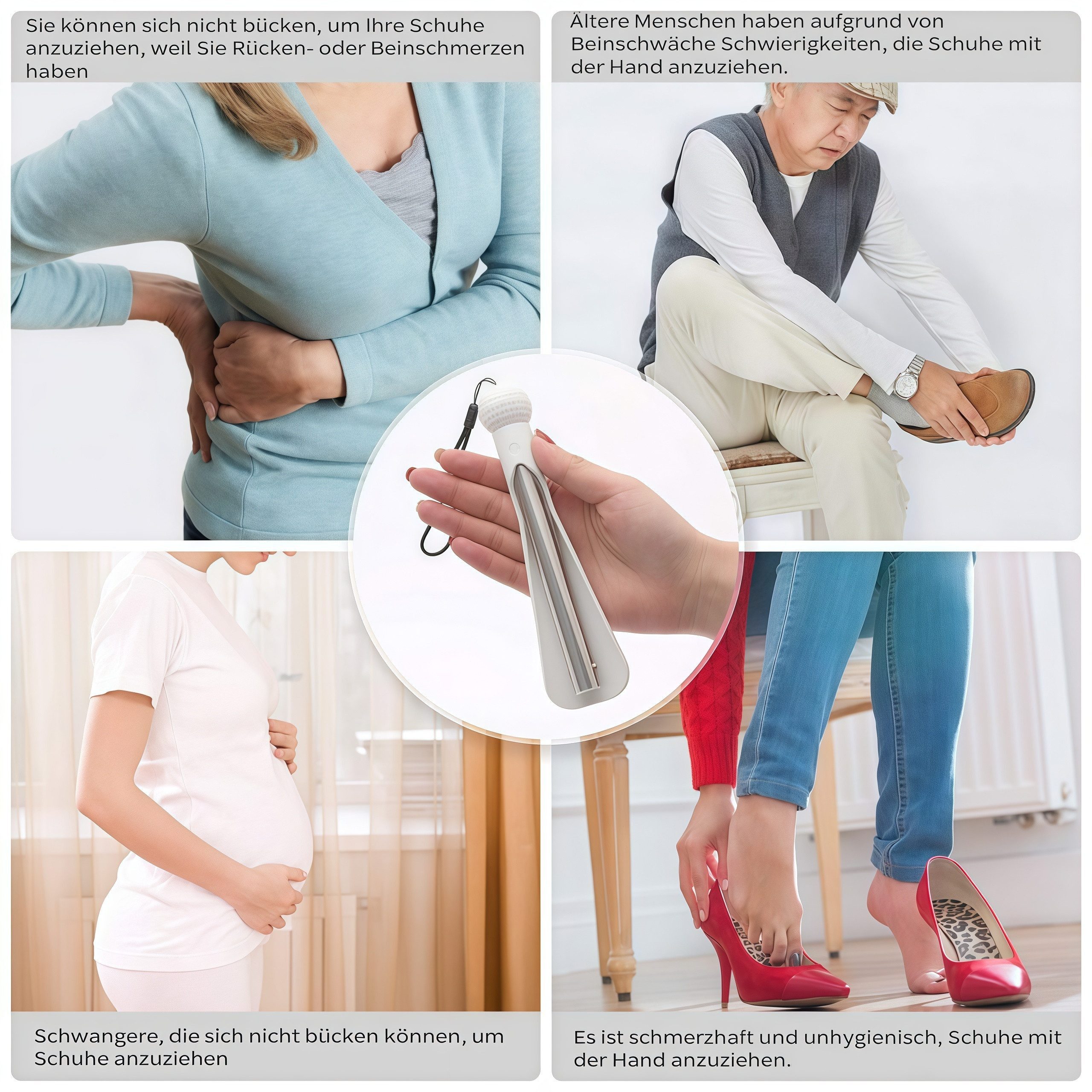FOUORTUNATE-BEE Schuhlöffel Teleskop-Schuhanzieher aus Edelstahl 18–92 cm mit Kugelgriff, Langer Schuhanzieher mit komfortablem Griff für bequemes Anziehen