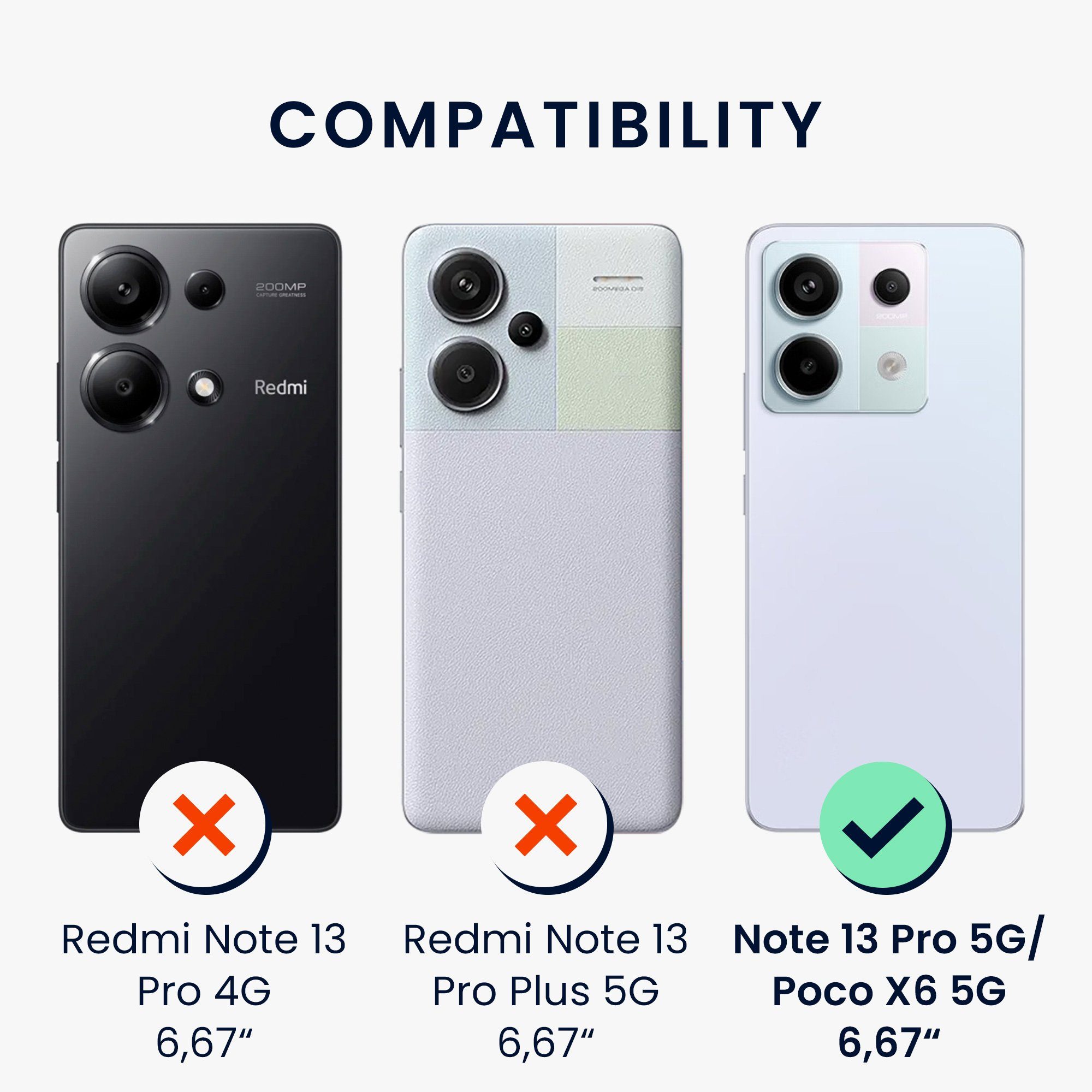 kwmobile Handyhülle Handyhülle für Xiaomi Redmi Note 13 Pro 5G / Poco X6 5G Hülle, Weiches Handy Silikon Case - Schutzhülle Cover