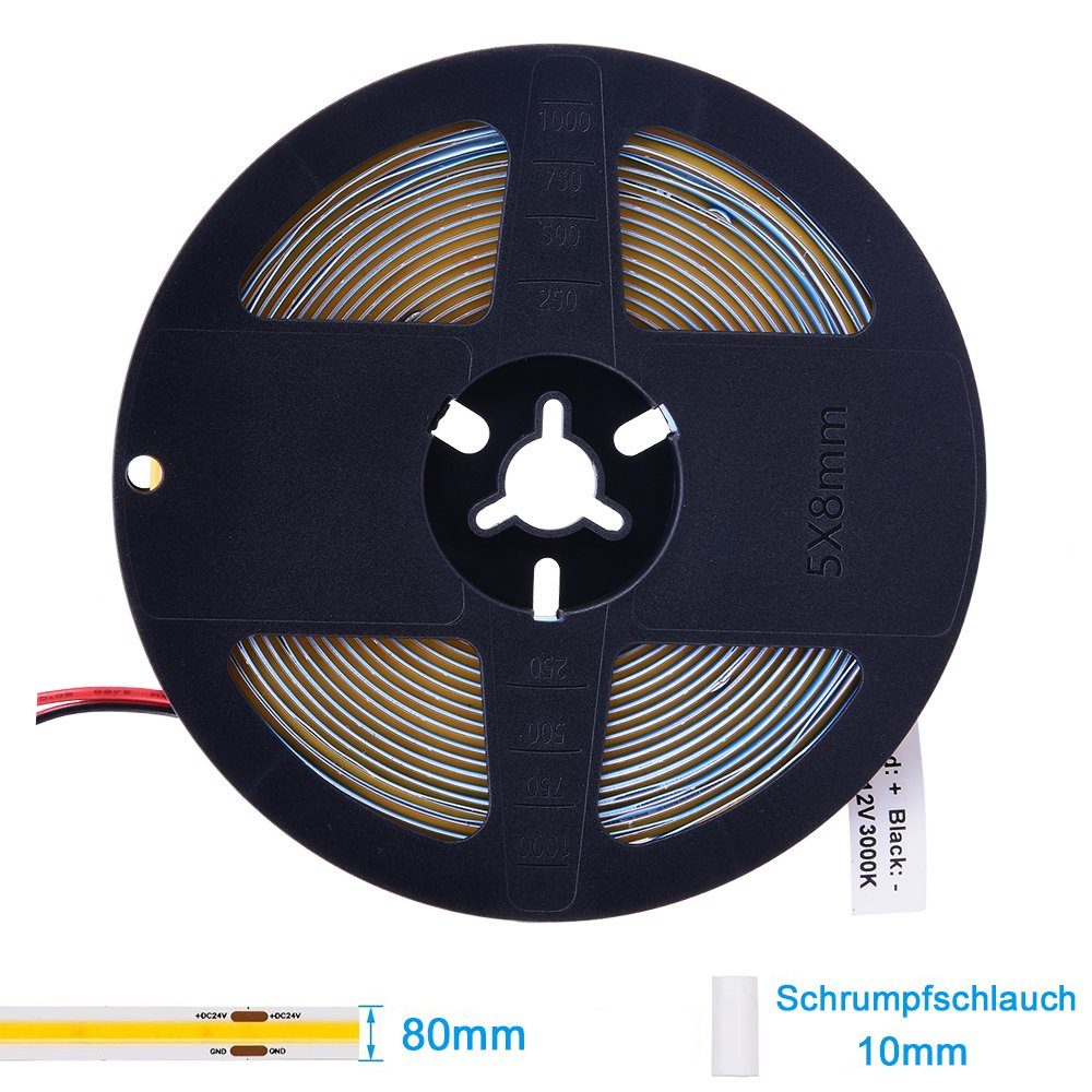Rosnek LED Stripe 0.5-5M,12V,COB,Bendable,für Schlafzimmerschrank Bücherregal