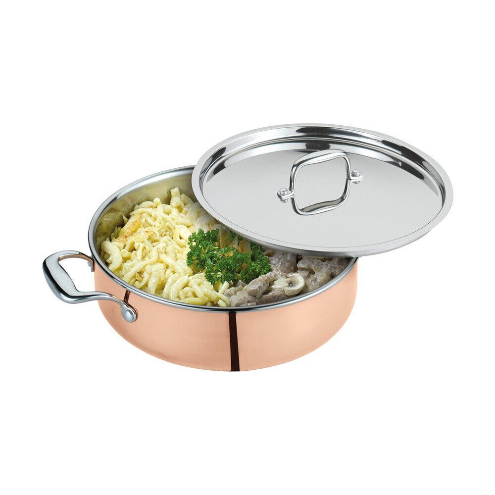 Spring Bräter Gourmettopf mit Deckel 28cm Culinox, Aluminium, Edelstahl, Kupfer, 4l, Edelstahl mit Aluminiumkern, nicht spülmaschinengeeignet