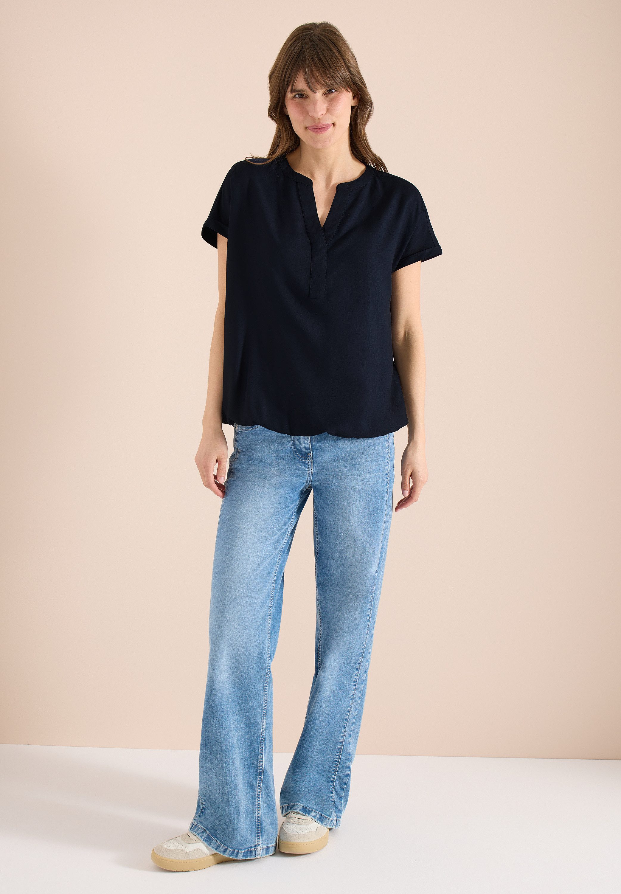 CECIL Kurzarmbluse mit V-Ausschnitt