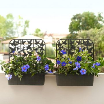 GarPet Blumenkasten 2x Balkonkasten Spalier Blumen Kasten 60 Rattan Halterung Anthrazit