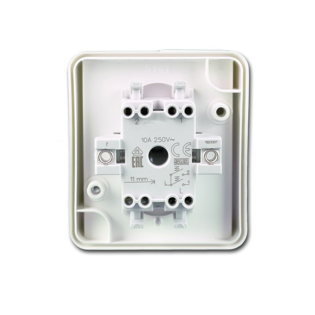 TEM fontana Doppel-Taster, weiß 250V~/10A, AP, IP44 Wandtaster