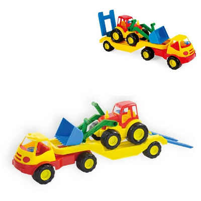 Mochtoys Spielzeug-Auto Spielzeug LKW 10001 Tieflader, Radlader und Laderampe 61 x 16 cm