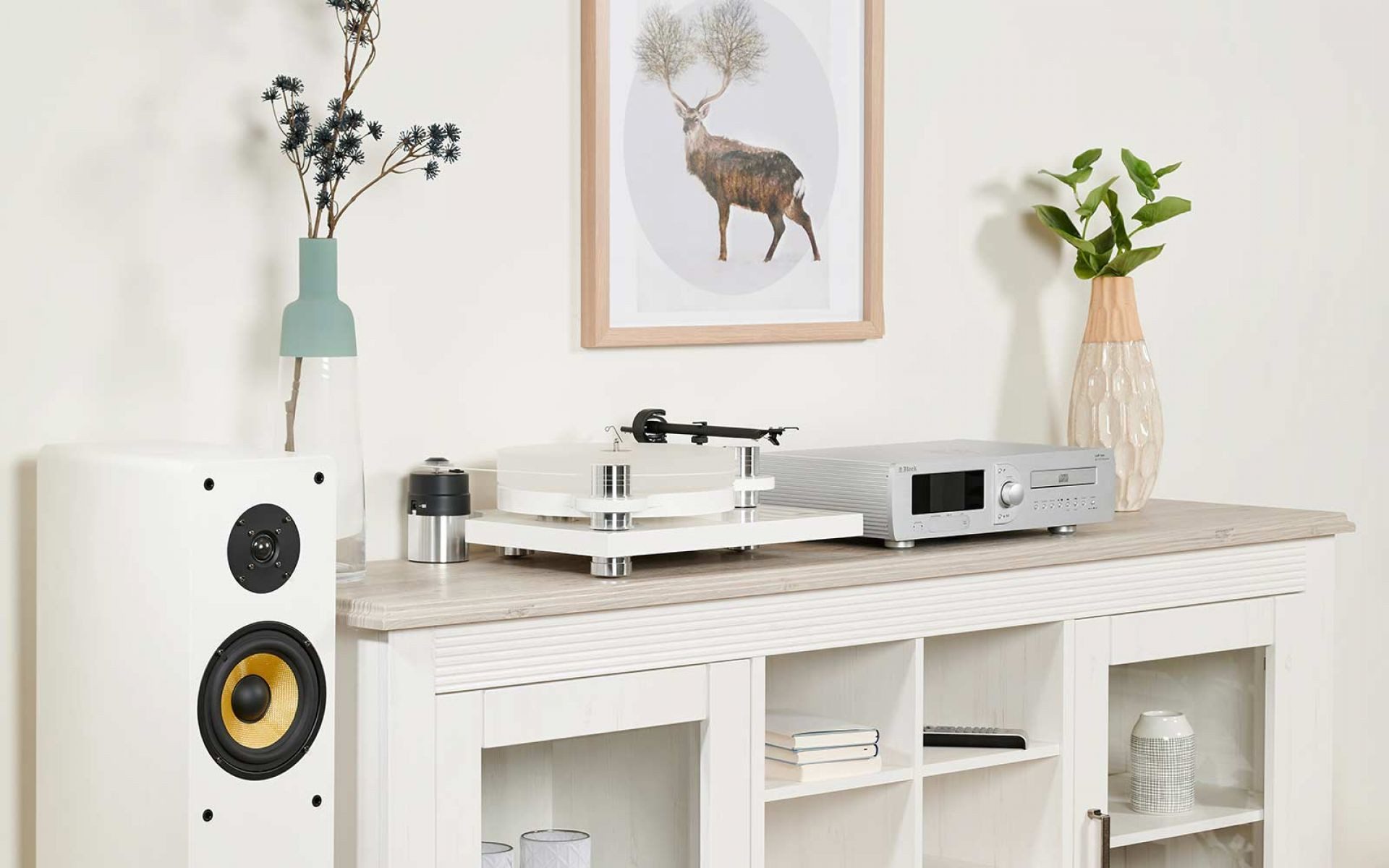 Block Block PS-100+ Plattenspieler mit Acrylglas-Teller & Ortofon OM5E Plattenspieler