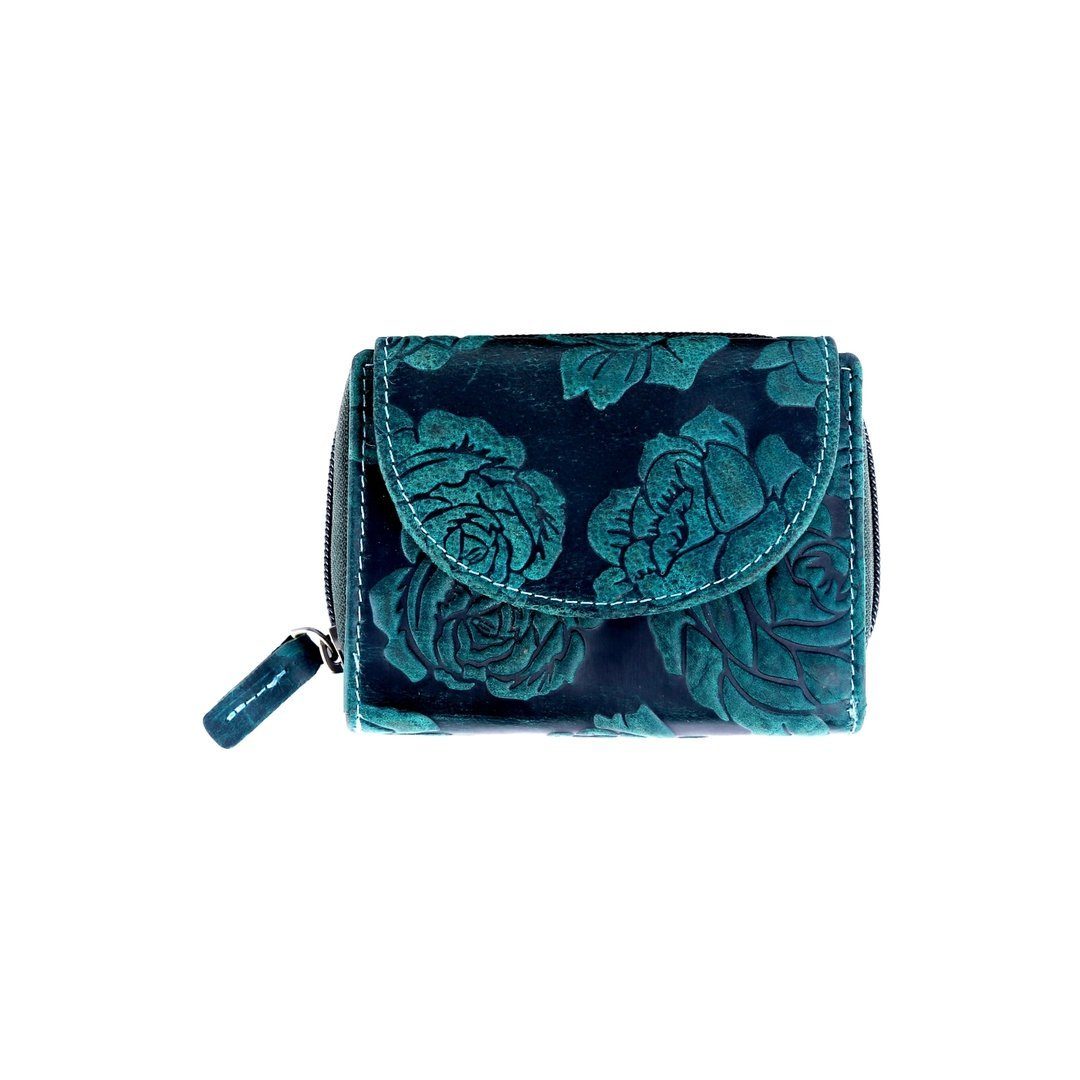 Portemonnaie Etui Frauenbörse Geldbörse (blau), Münzfach Geld-Börse Damen Leder Geld Geldbeutel SHG Kreditkarten-Etui Brieftasche Damengeldbörse Geldbörse