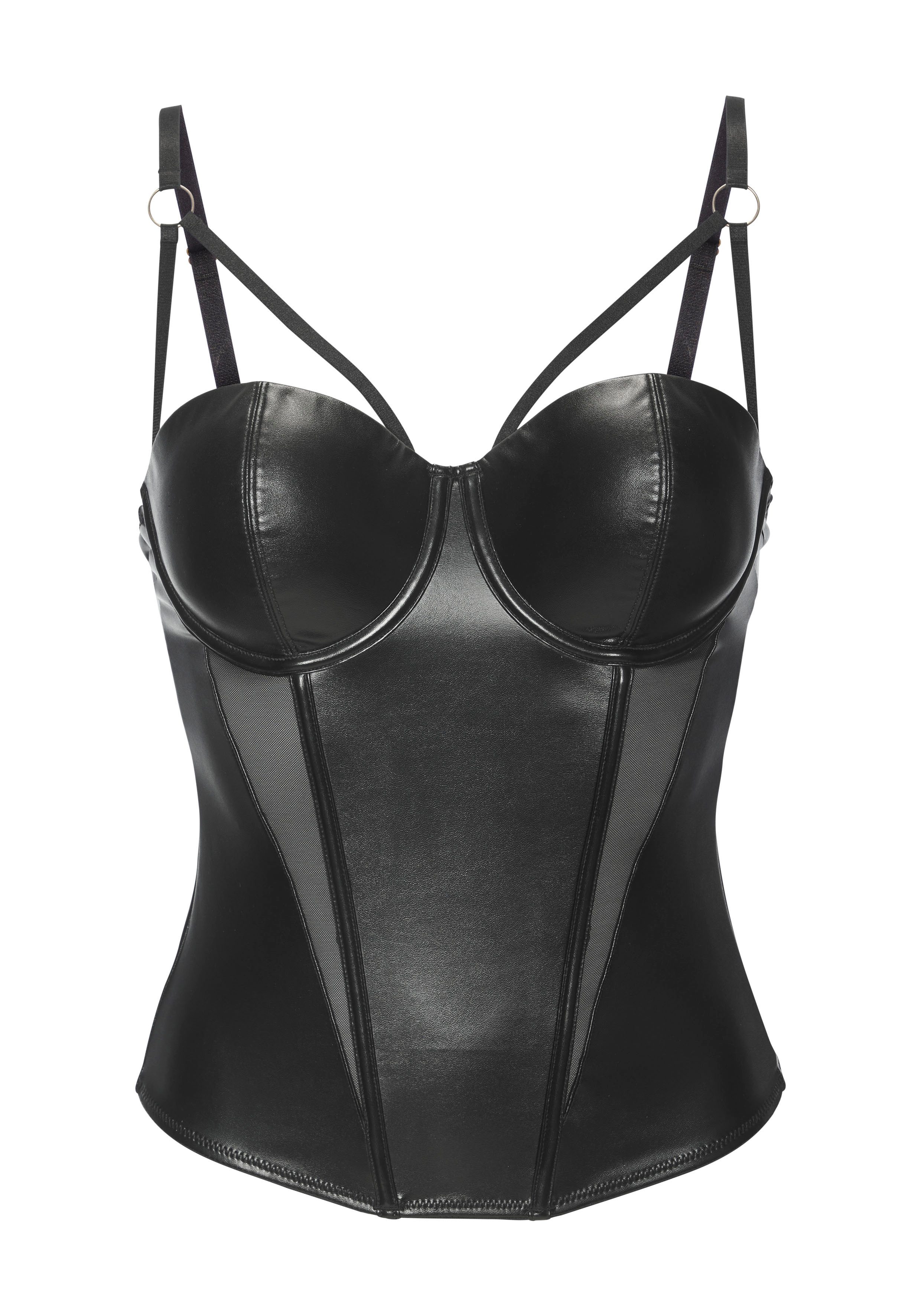 petite fleur gold Corsage aus Lederimitat, mit Push-up-Kissen, sexy Dessous, Reizwäsche
