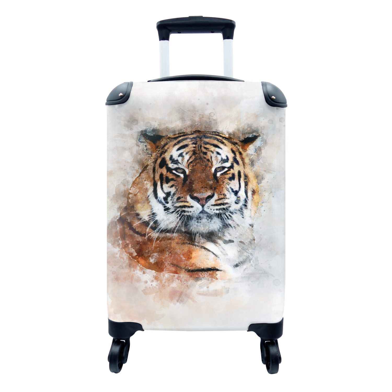 MuchoWow Handgepäckkoffer Tiger - Kopf - Nebel, 4 Rollen, Reisetasche mit rollen, Handgepäck für Ferien, Trolley, Reisekoffer